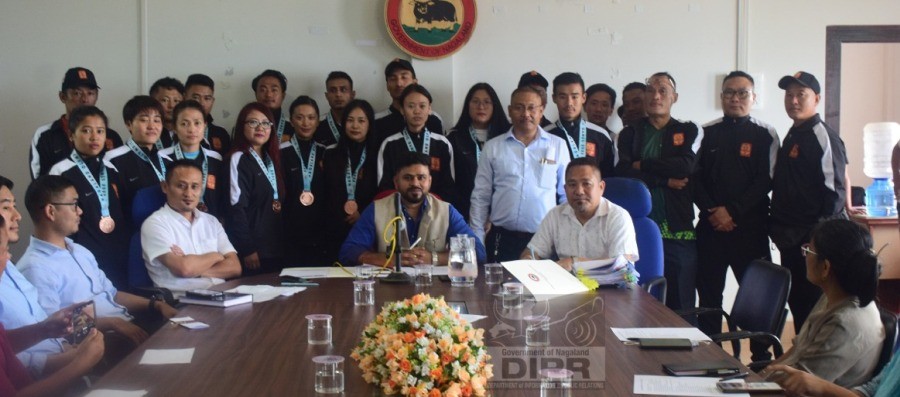 Mokokchung DPDB felicitates the medal winners from the district at the recently concluded Nagaland Olympic & Paralympic Games, 2022. (DIPR Photo)